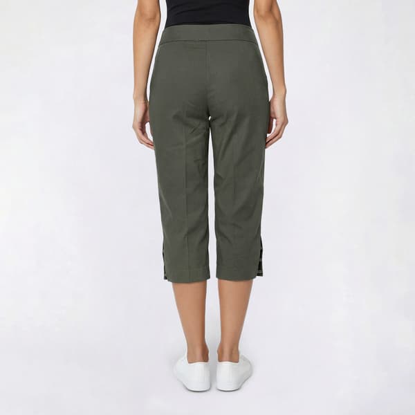 Womens Napa Valley Solid 3-Bar Hem Detail Capris