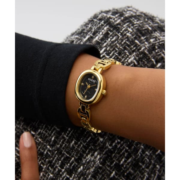 Womens Guess Gold-Tone Black Sunray Dial Watch - GW0982L2