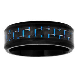 Mens Endless Affection&#40;tm&#41; Black & Blue Stainless Steel Wedding Band