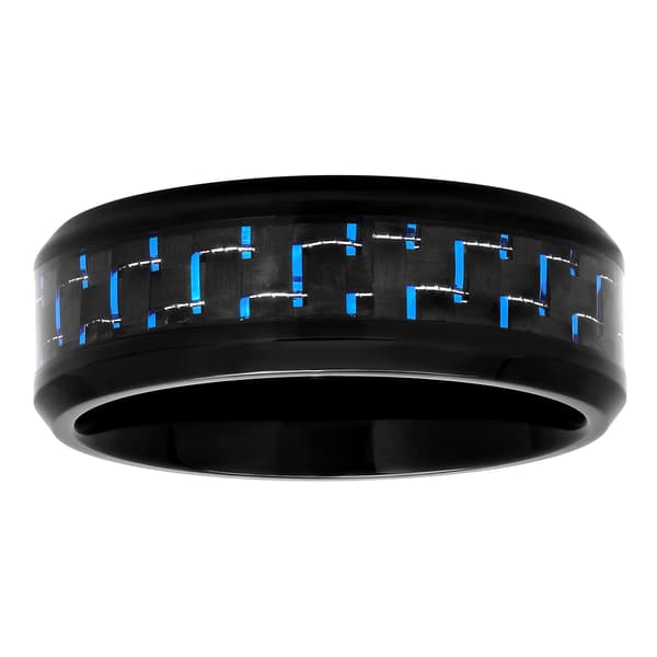 Mens Endless Affection&#40;tm&#41; Black & Blue Stainless Steel Wedding Band - image 