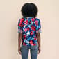 Womens Nicole Miller Short Puff Sleeve Split Neck Floral Blouse - image 2