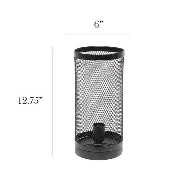 Simple Designs Cylindrical Steel Table Lamp w/Mesh Shade