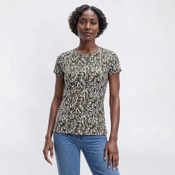 Petite Preswick & Moore(R) Short Sleeve Abstract Camo Tee - image 