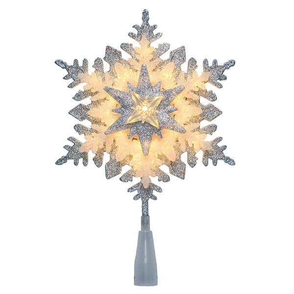 10in. Layered Glittering Snowflake Tree Topper - image 