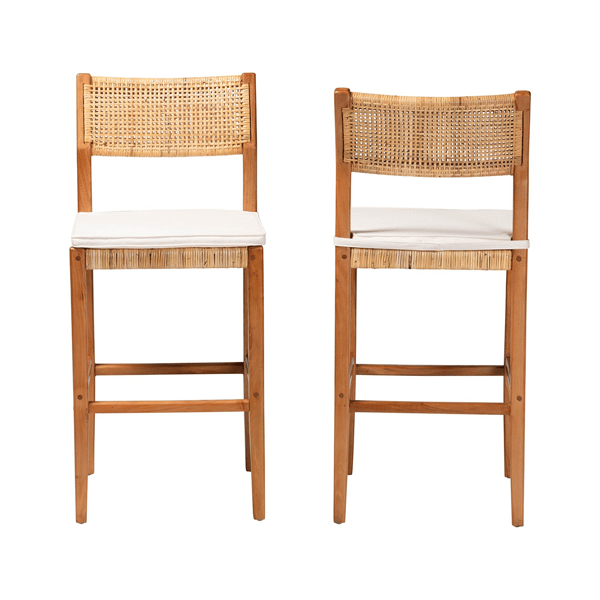 bali & pari Chatura Mahogany Wood 2pc. Bar Stool Set
