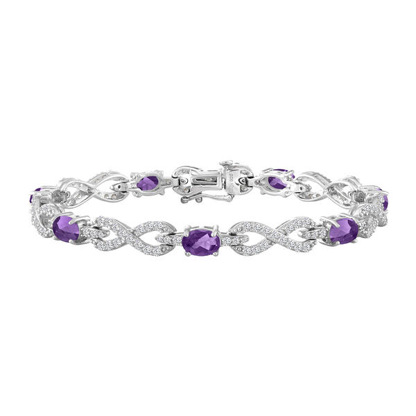 Gemstone Classics&#40;tm&#41; Genuine Amethyst & Sapphire Infinity Bracelet - image 