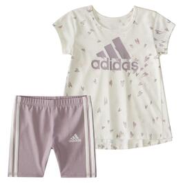 Toddler Girl adidas&#40;R&#41; Pleated A-Line Top & Bike Shorts Set