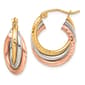 Gold Classics(tm) 14kt. Tri-Color Triple Hoop Earrings - image 1