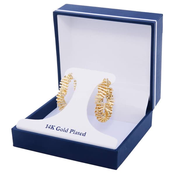 14ktk. Gold Over Brass 30mm Twisted Abstract Hoop Earrings