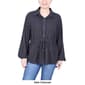 Womens NY Collection Long Sleeve Solid Tie Waist Flannel Top - image 3