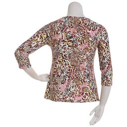 Petite Emily Daniels 3/4 Sleeve Abstract Jacquard Tunic Tee