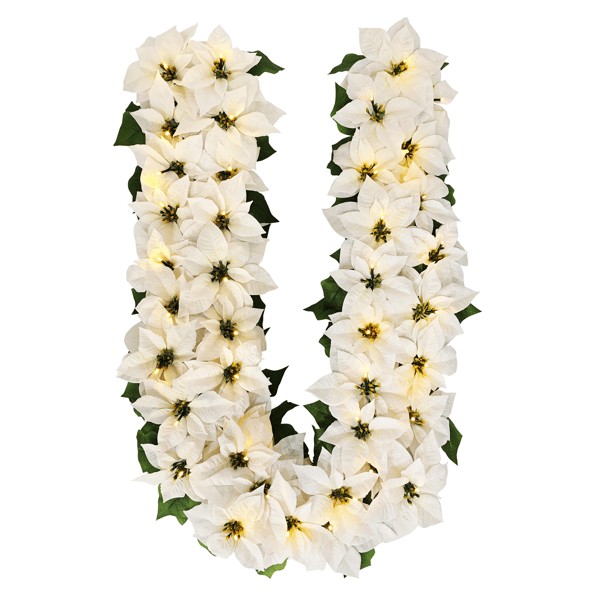 Puleo International 6ft. Pre-Lit White Poinsettia Garland - image 
