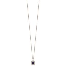 Pure Fire 14kt. White Gold Lab Created Blue Sapphire Halo Pendant
