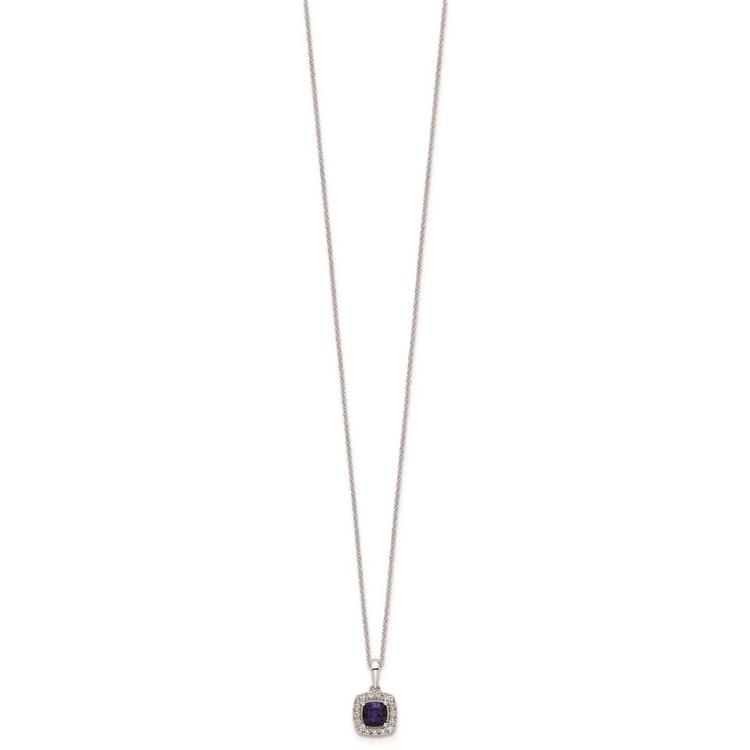 Pure Fire 14kt. White Gold Lab Created Blue Sapphire Halo Pendant