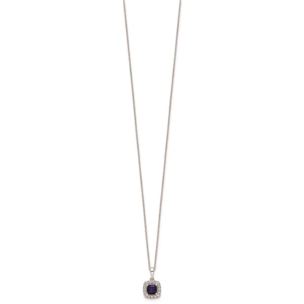 Pure Fire 14kt. White Gold Lab Created Blue Sapphire Halo Pendant