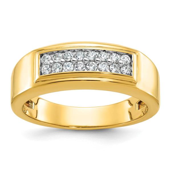 Mens Gentlemens Classics(tm) 14kt. Gold Double Row Diamond Ring - image 