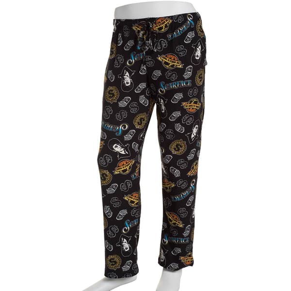 Mens Scarface Icons Silky Fleece Lounge Pajama Pants - image 