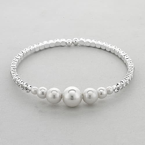 Rosa Rhinestones Pearl Center Cuff Bracelet