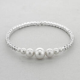 Rosa Rhinestones Pearl Center Cuff Bracelet