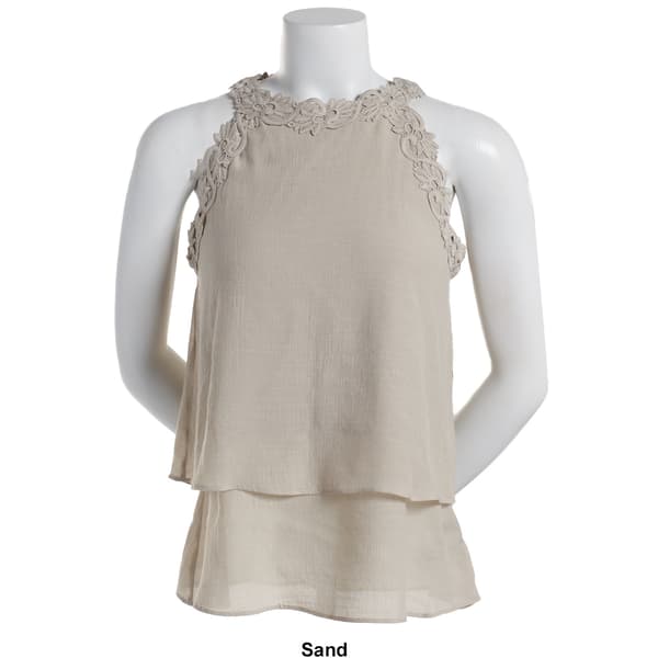 Juniors A. Byer Crochet Trim Double Tier Tank Top