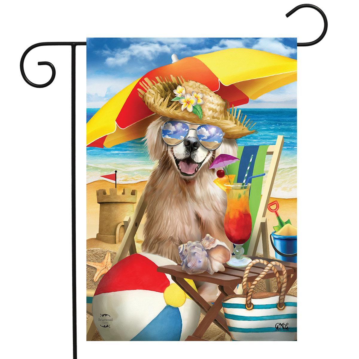 Beachy Day Dog Garden Flag