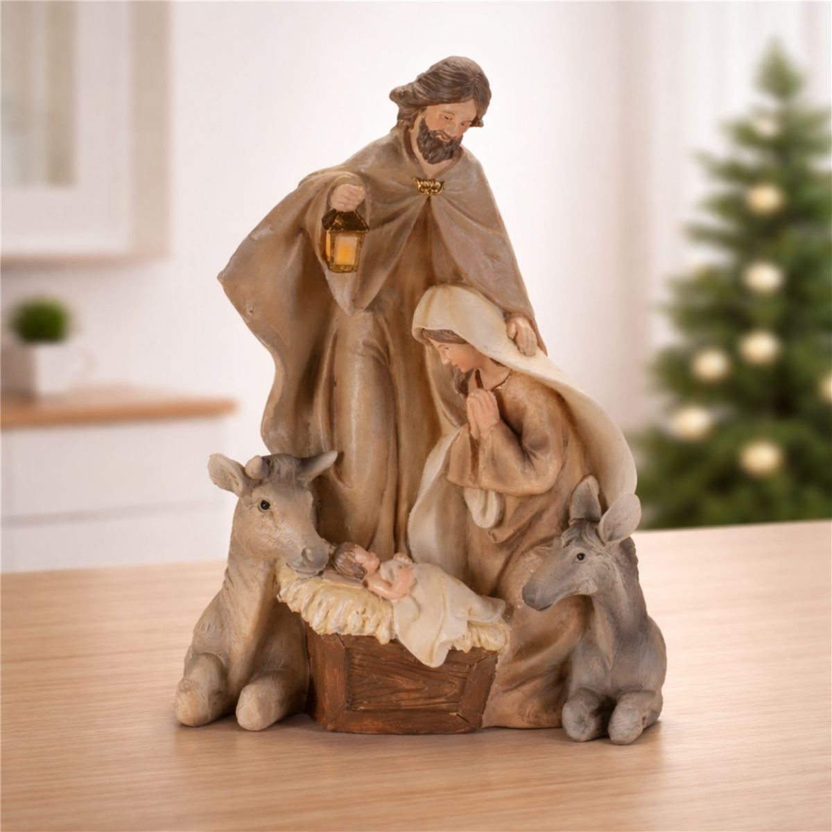 Melrose 11in. Holy Family Nativity Figurine with Farm Animals