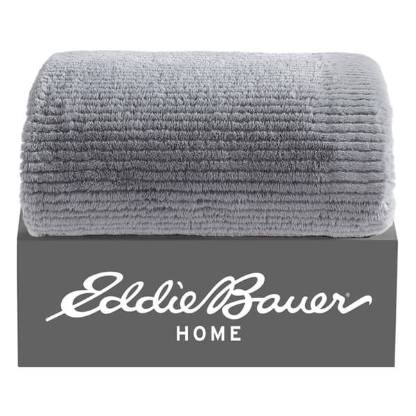 Eddie Bauer Ribbed Texture Stripe Solid Fleece Reversible Throw
