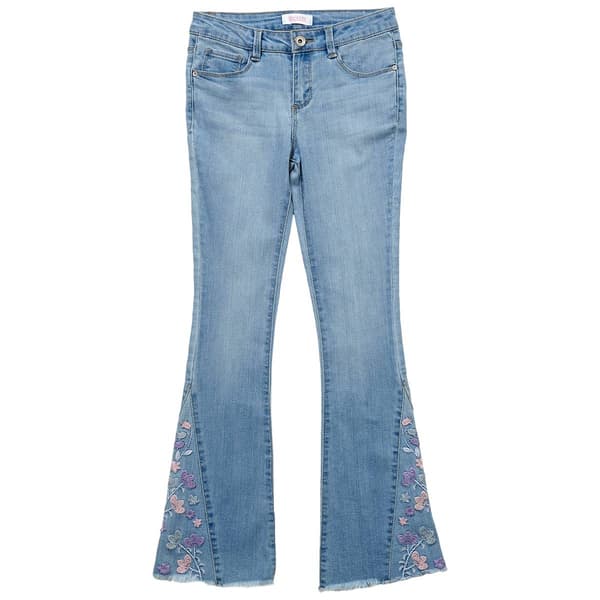 Girls (7-12) Squeeze Floral Insert Flared Jeans