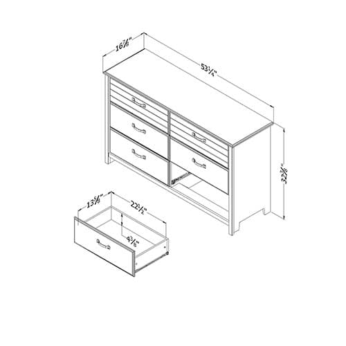 South Shore Ulysses 6-Drawer Dresser - Blueberry