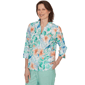 Womens Alfred Dunner Caribbean Blues Tropical Floral Blouse - image 3
