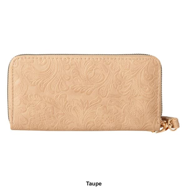 Womens Sasha Tooled Zip-Around Wallet