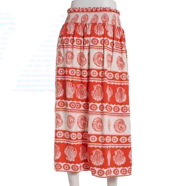 Juniors A. Byer Floral & Shell Mixed Print Smock Waist Midi Skirt