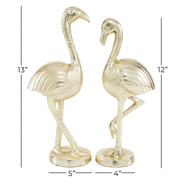 9th & Pike&#174; Gold Metal Flamingo Sculptures - Set of 2