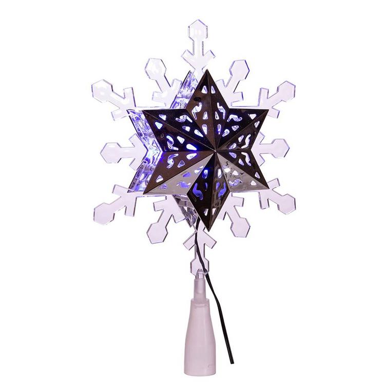 Kurt Adler Blue & White LED Rotating Snowflake Treetop