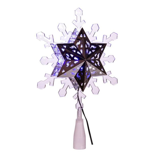Kurt Adler Blue & White LED Rotating Snowflake Treetop