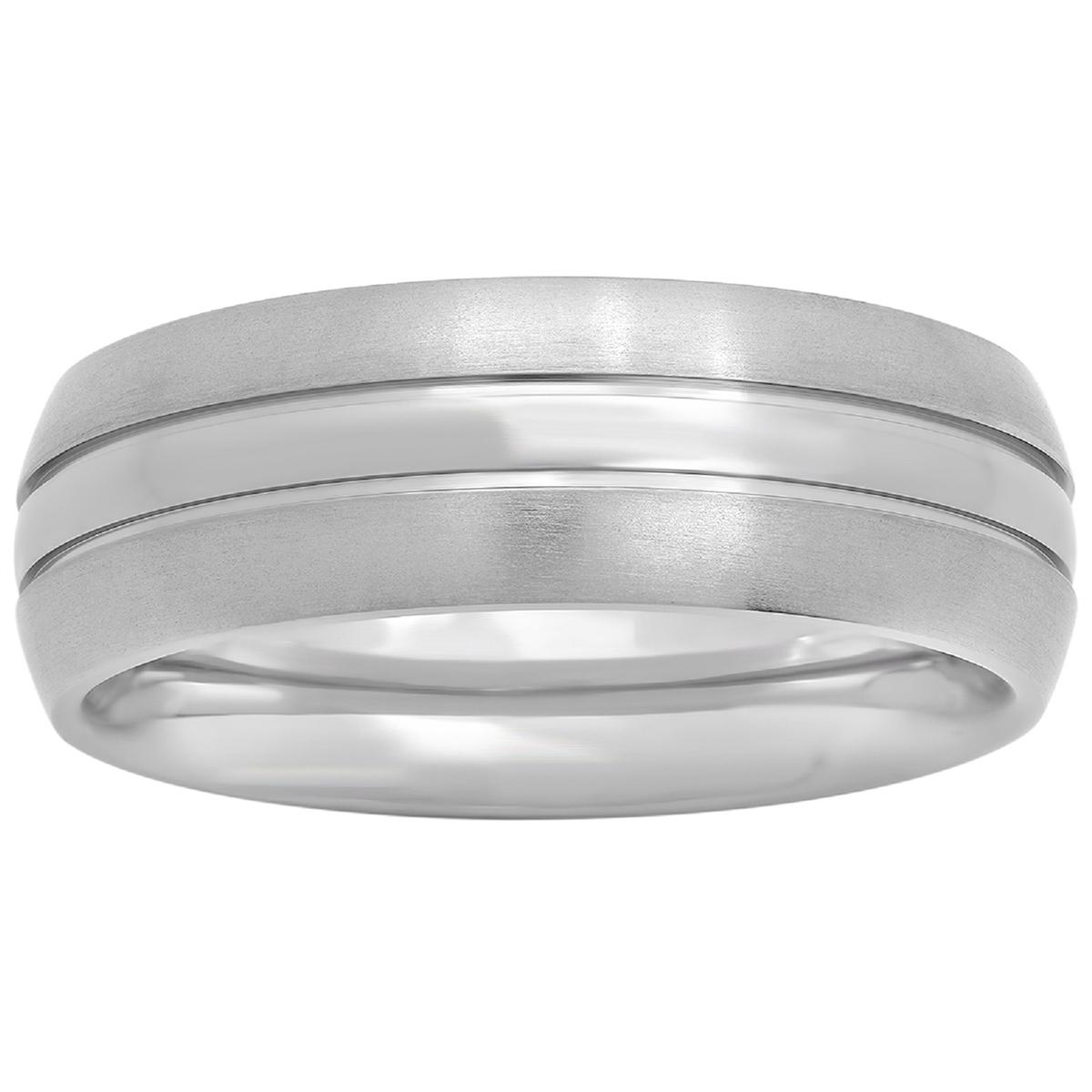 Mens Endless Affection™ Titanium Polished Striped Wedding...