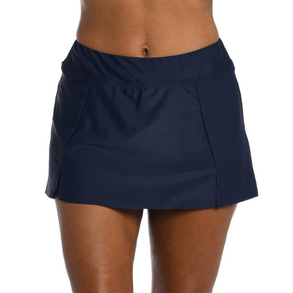 Womens Maxine Solid Wide Waistband Swim Skirt - image 