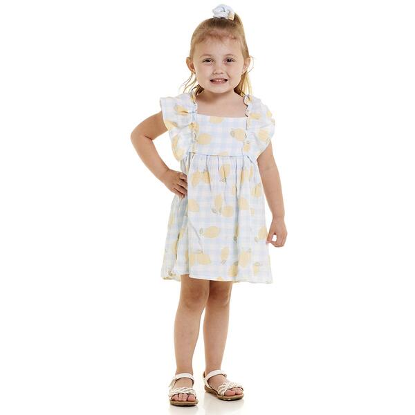 Toddler Girl Emily & Oliver&#40;R&#41; Lemon Gauze Dress with Shorts - image 