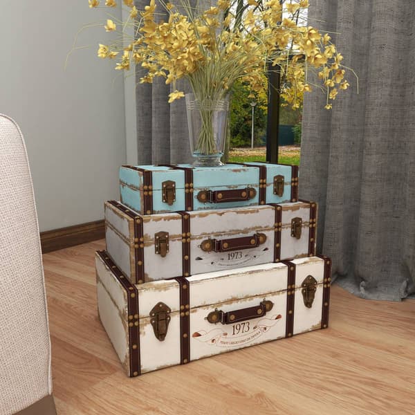 9th & Pike® Farmhouse Wooden Trunks - Set of 3