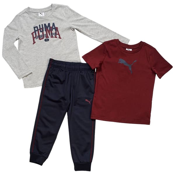 Boys (4-7) Puma(R) Jersey Tee Tricot Jogger Set - Light Heather - image 