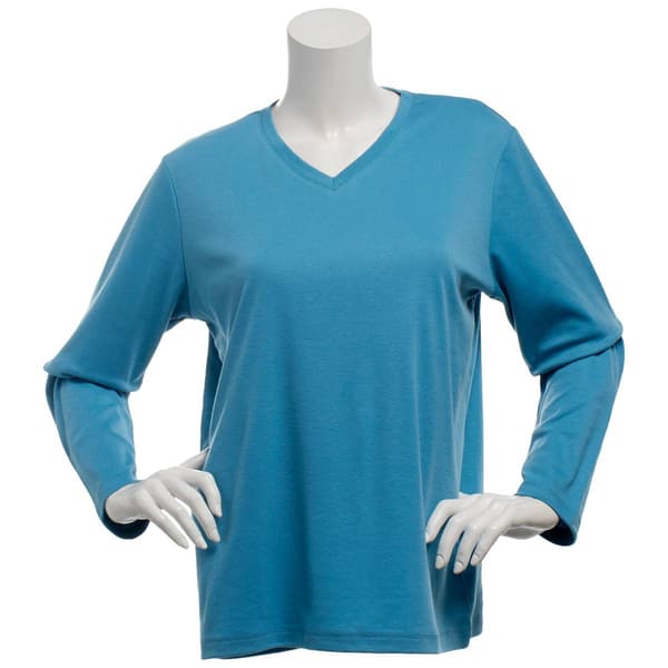 Womens Hasting &amp; Smith Solid Long Sleeve V-Neck Tee