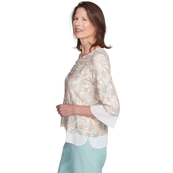 Womens Alfred Dunner Kensington Gardens Floral Lace Blouse