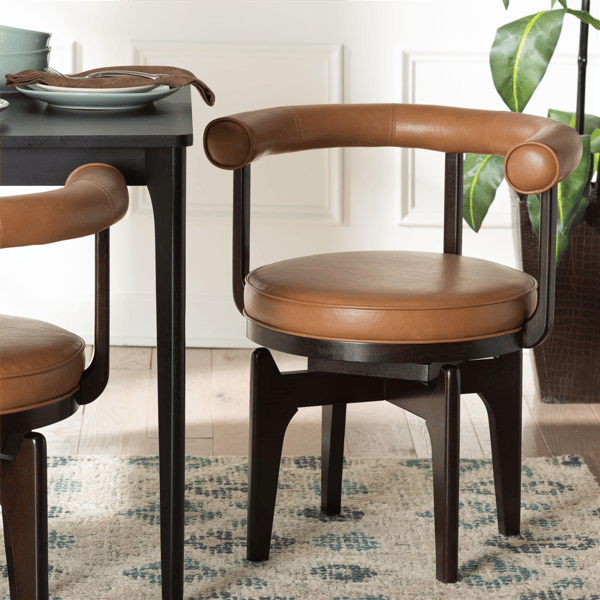 Baxton Studio Delacruz Swivel Faux Leather Dining Chair