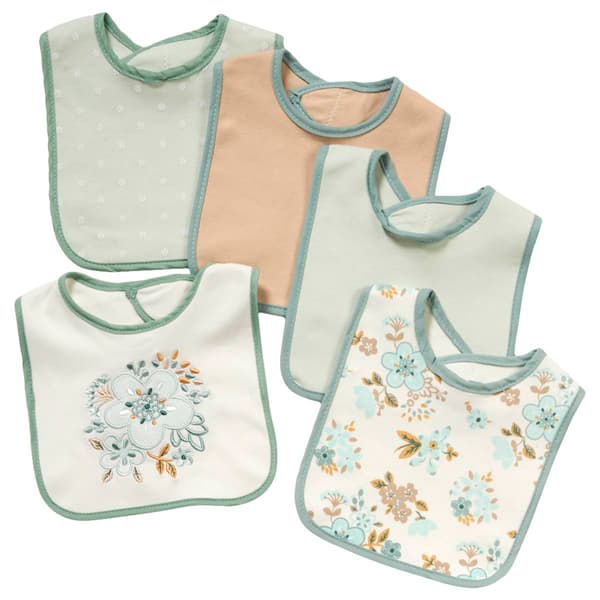 Baby Girl Kyle & Deena 5pk. Embroidered Flowers Bibs - image 