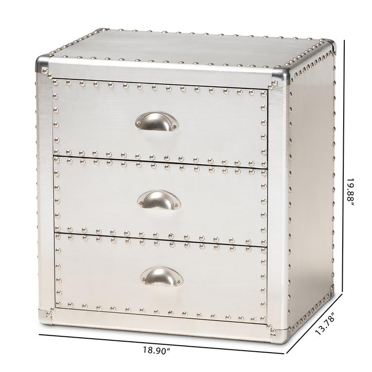Baxton Studio Armel Industrial 3 Drawer Nightstand