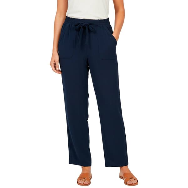 Womens Chloe & Jasmine Pull On Solid Smocked Tie Waist Pants - image 
