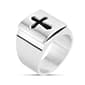 Mens Forever New Stainless Steel Carbon Fiber Cross Ring - image 2