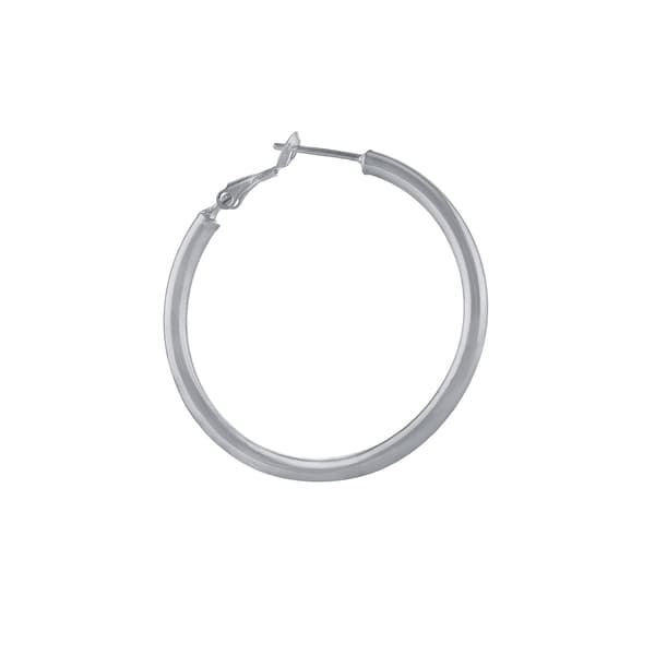 Fine Silver Plated 39mm Hi-Polished Tube Hoop Click-Top Earrings