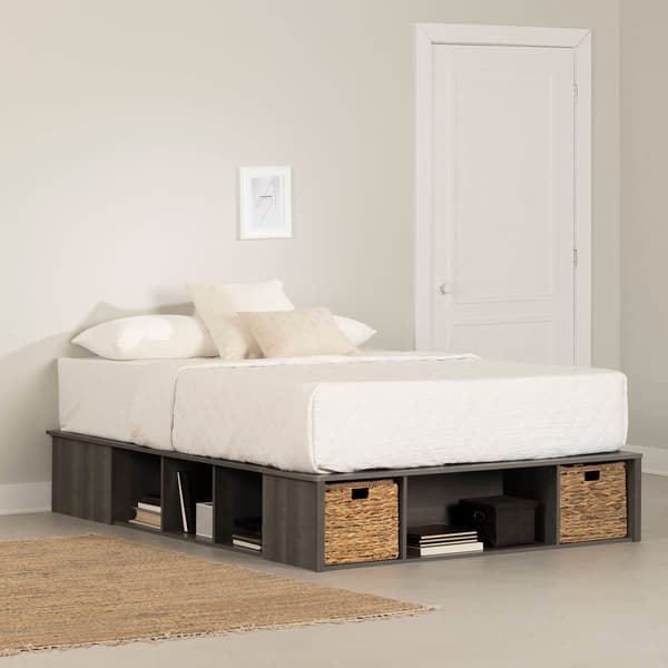 South Shore Prairie Full Storage Bed w/Baskets Gray Maple