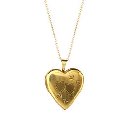 Gold Flash Plated Sterling Silver Heart Locket with 18in. Chain